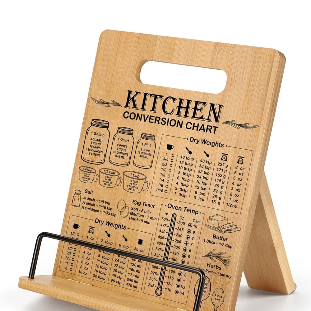 Bamboo Kitchen Conversion Chart Cookbook Stand